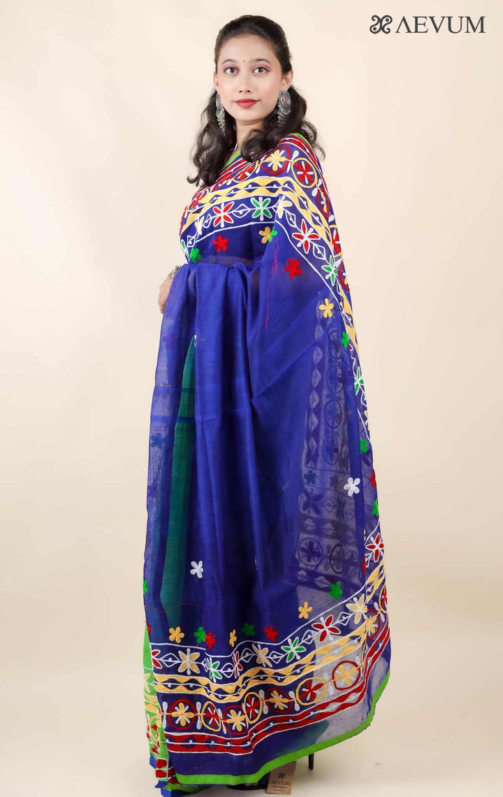 Silk Cotton Saree with Gujarati Work-11460 Saree AEVUM