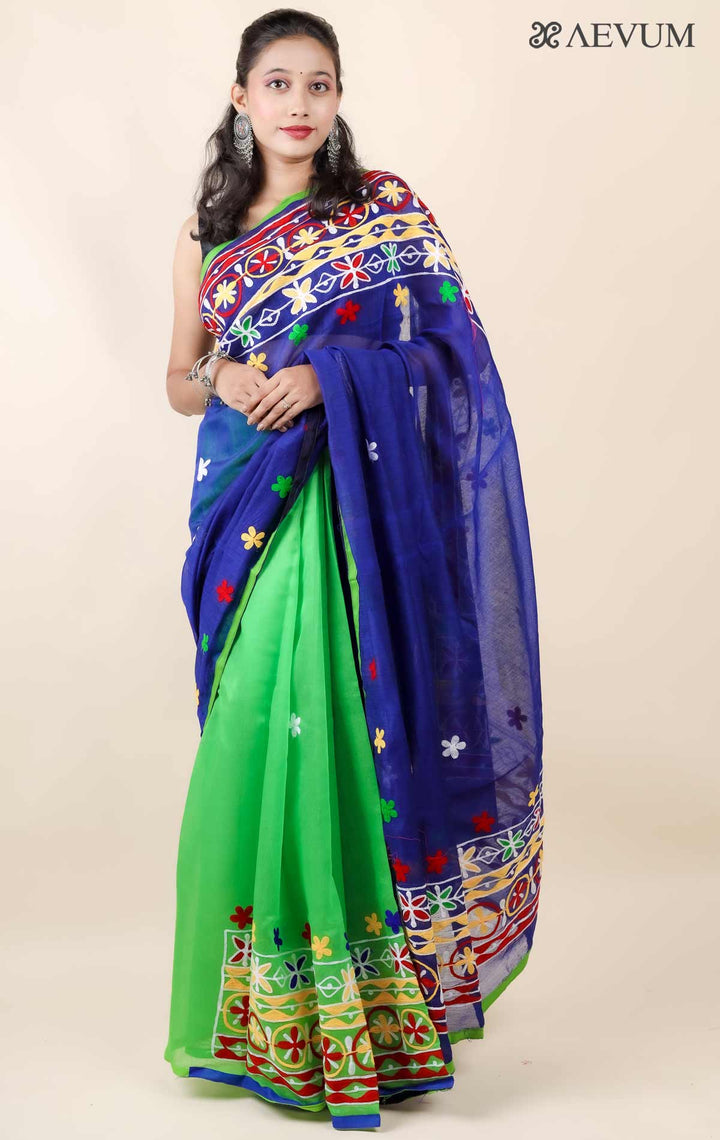 Silk Cotton Saree with Gujarati Work-11460 Saree AEVUM