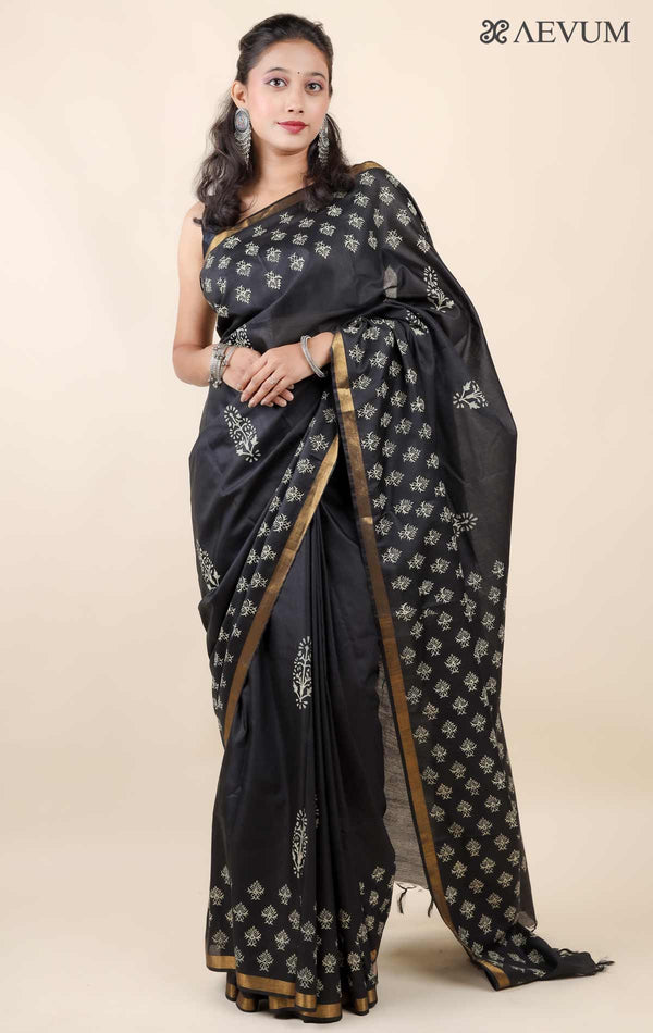Katan Madhubani Silk Saree with Blouse Piece - 11473 - AEVUM
