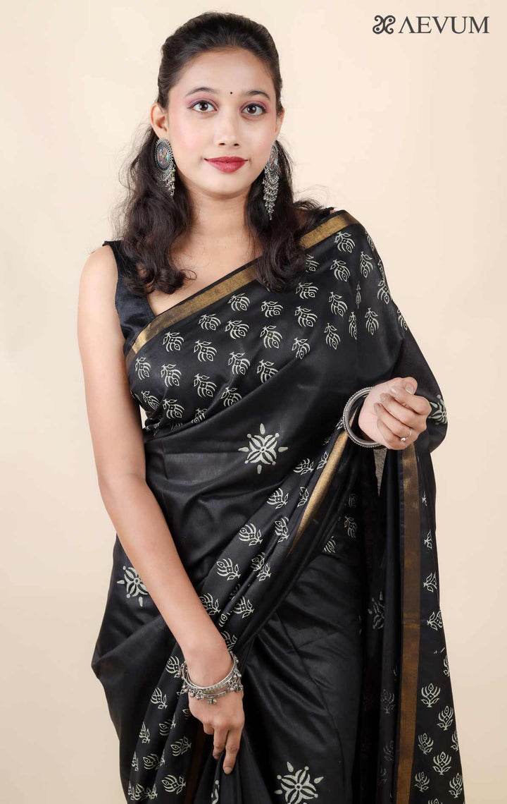 Katan Madhubani Silk Saree with Blouse Piece - 11474 - AEVUM