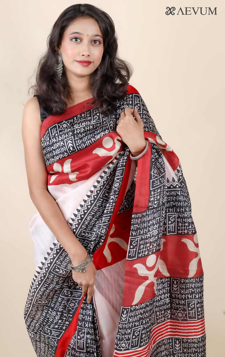 Three Ply Murshidabad Pure Silk Saree with Silk Mark - 11748 - AEVUM