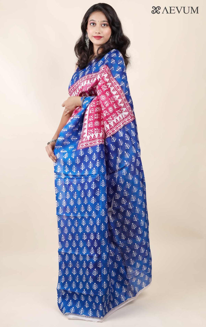 Three Ply Murshidabad Pure Silk with Blouse Piece and Silk Mark - 11752 - AEVUM