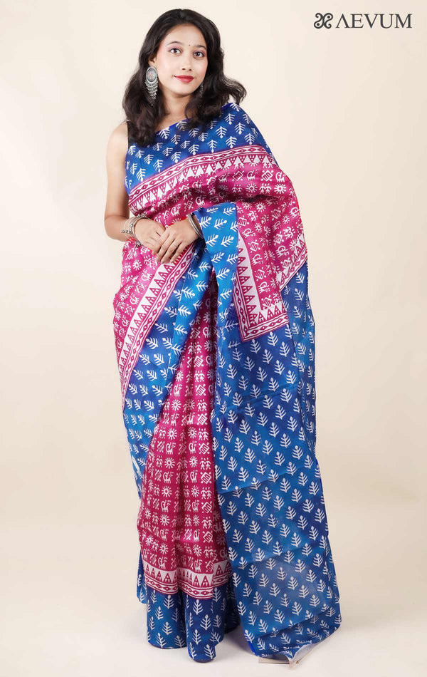 Three Ply Murshidabad Pure Silk with Blouse Piece and Silk Mark - 11752 - AEVUM