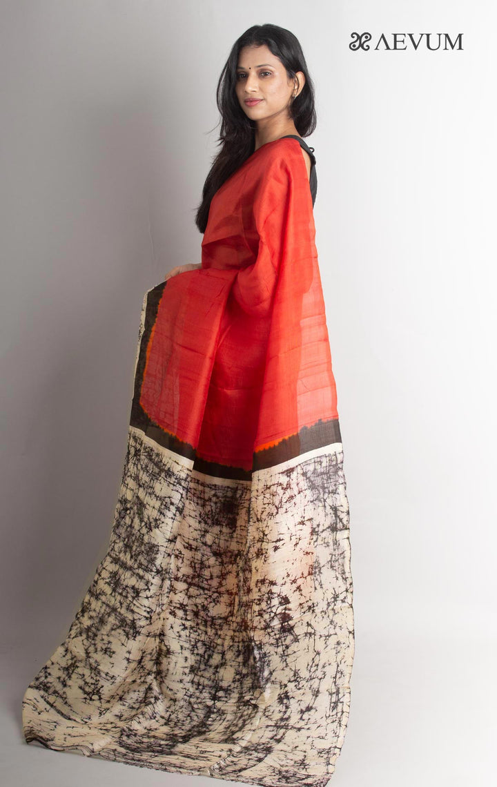Three Ply Murshidabad Batik Print Pure Silk With Blouse Piece - 1295 - AEVUM