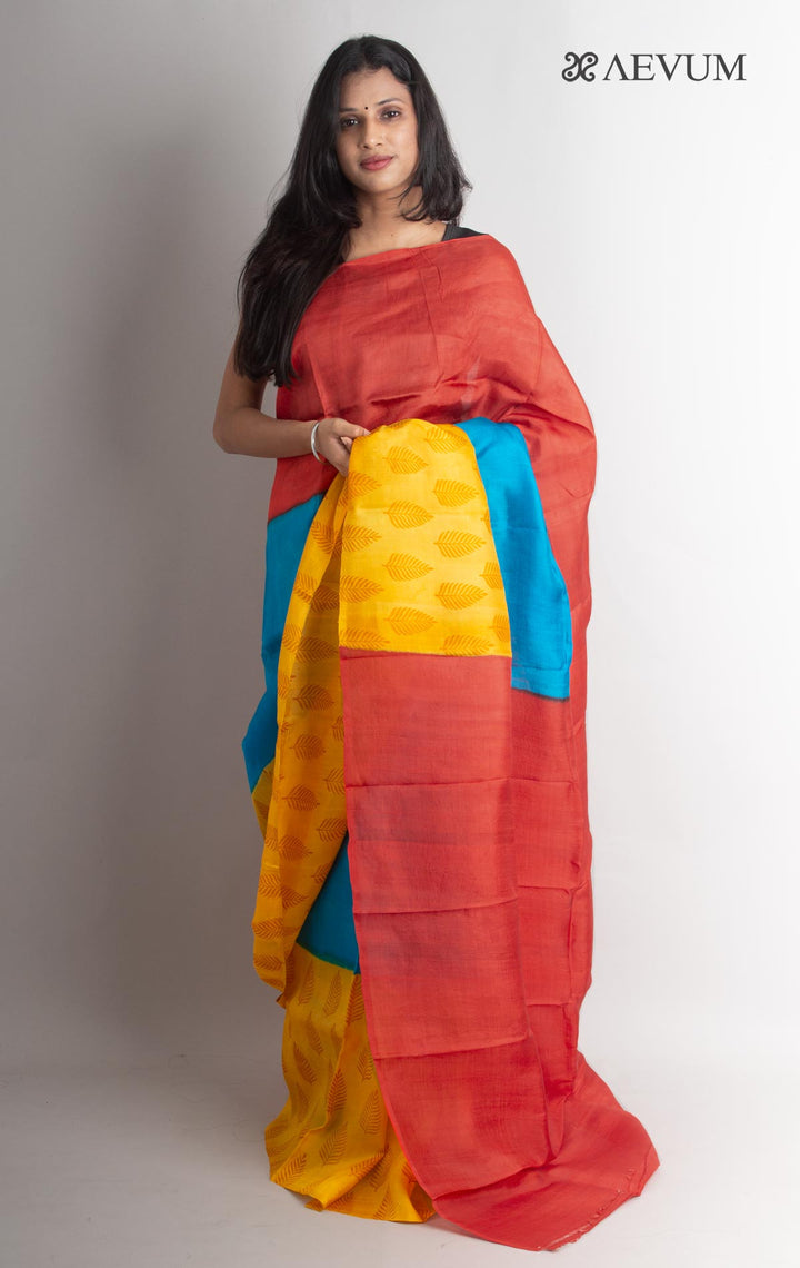 Three Ply Murshidabad  Pure Silk Saree with Blouse Piece - 1298 - AEVUM