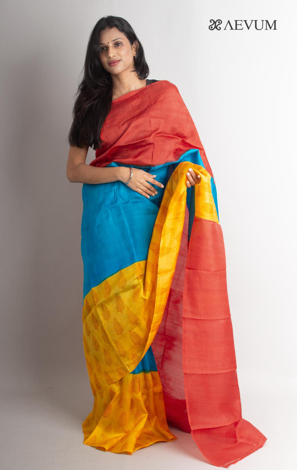 Three Ply Murshidabad  Pure Silk Saree with Blouse Piece - 1298 - AEVUM