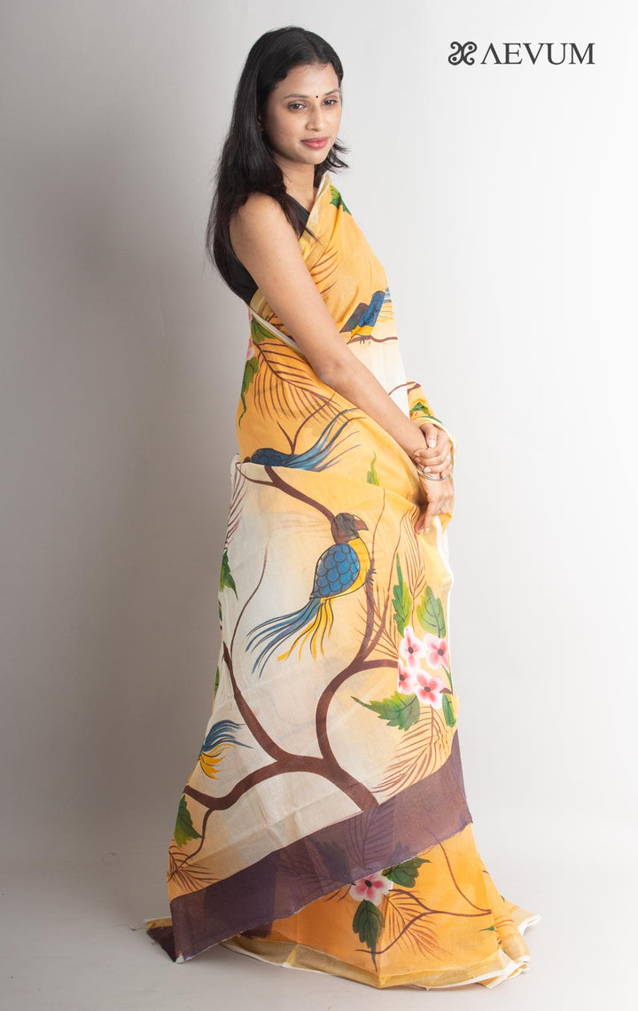 Kerala Cotton Hand Painted Saree with Blouse Piece - 1304 - AEVUM