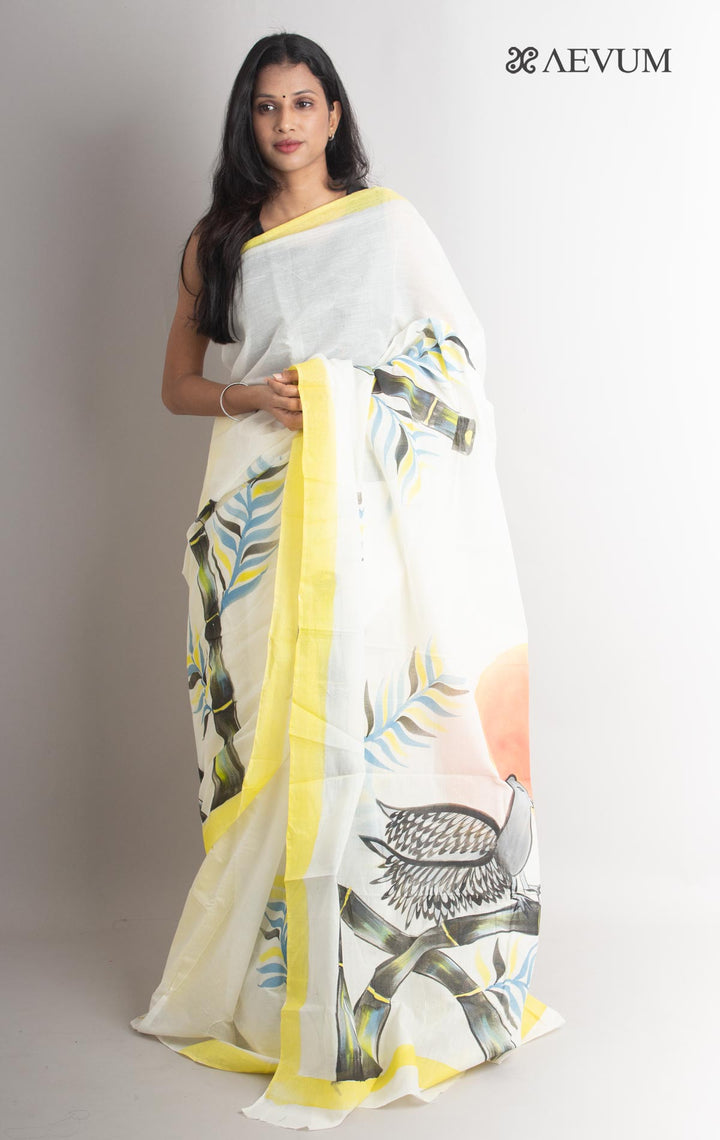 Kerala Cotton Hand Painted Saree with Blouse Piece - 1308 - AEVUM