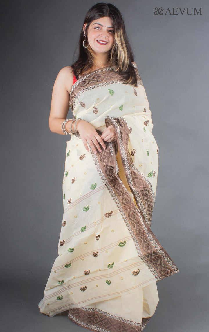 Bengal Cotton Tant Saree with Embroidery - 1434 Saree AEVUM