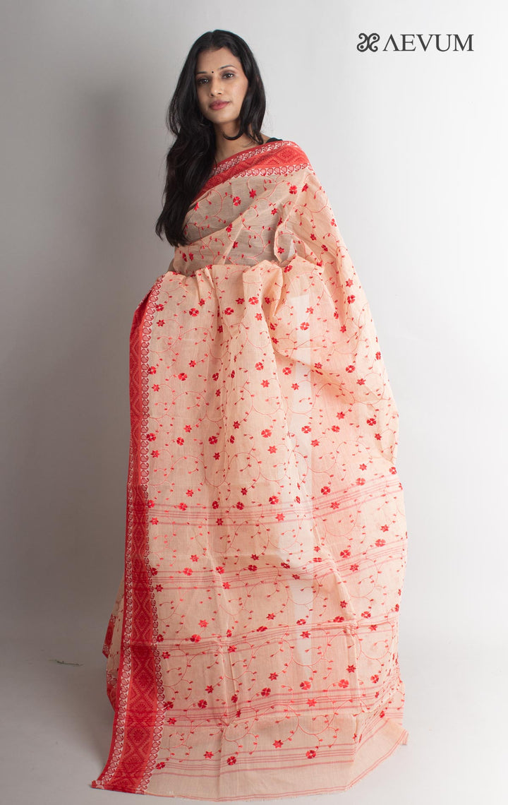Bengal Cotton Tant Saree with Embroidery - 1435 - AEVUM