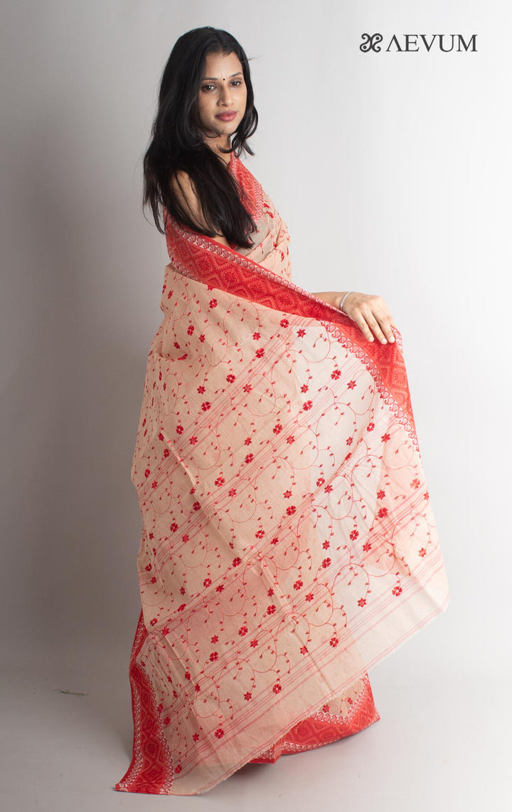 Bengal Cotton Tant Saree with Embroidery - 1435 - AEVUM