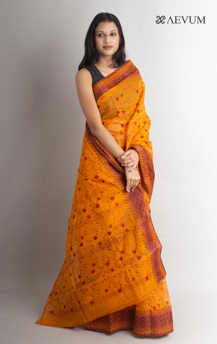 Bengal Cotton Tant Saree with Embroidery - 1443 - AEVUM