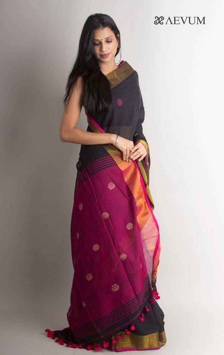 Begampuri Bengal Cotton Handloom Saree with Blouse piece - 1524 Saree AEVUM 2   