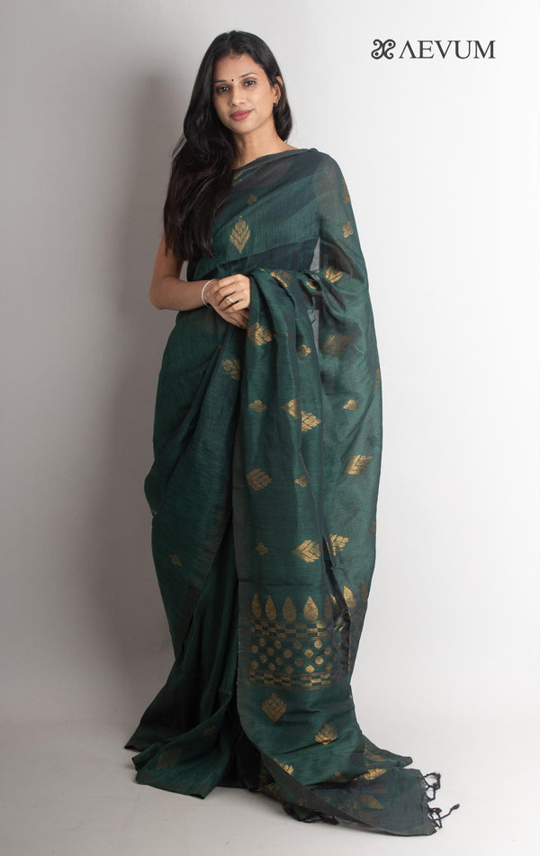 Organic Linen handloom Saree with blouse piece - 1531 - AEVUM
