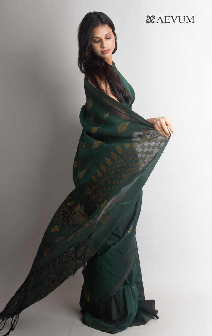 Organic Linen handloom Saree with blouse piece - 1531 Saree Adworthy   