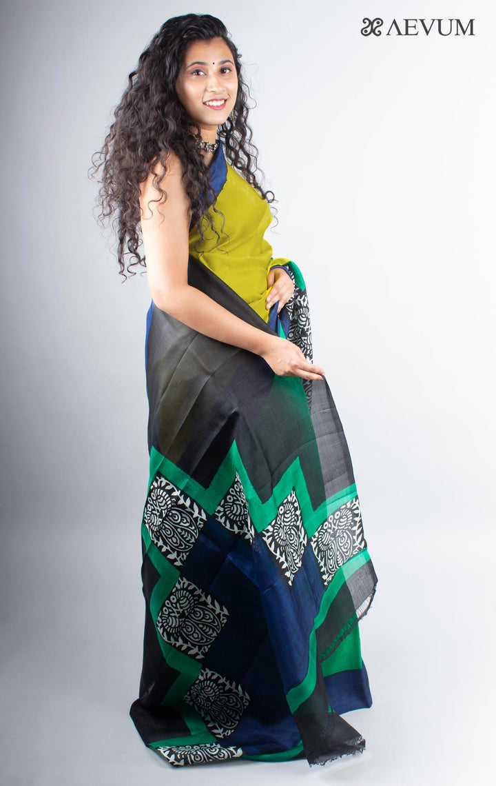 Three Ply Murshidabad Pure Silk With Blouse Piece - 3839 - AEVUM