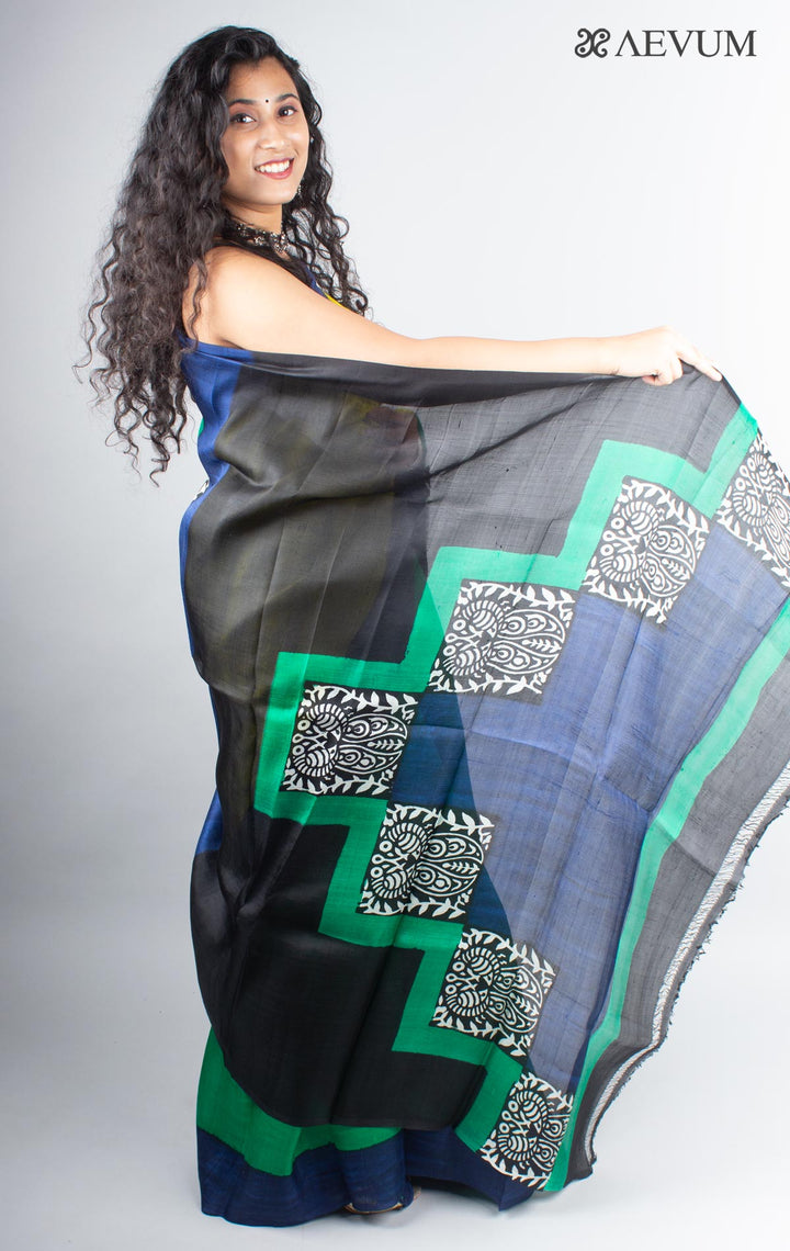 Three Ply Murshidabad Pure Silk With Blouse Piece - 3839 - AEVUM