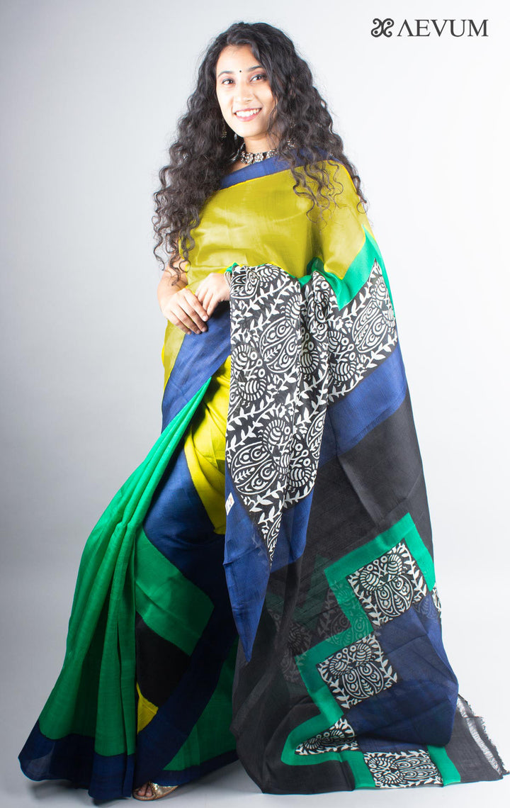 Three Ply Murshidabad Pure Silk With Blouse Piece - 3839 - AEVUM