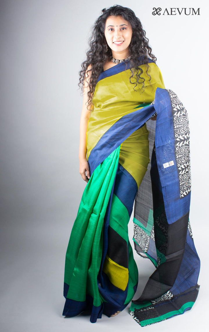 Three Ply Murshidabad Pure Silk With Blouse Piece - 3839 - AEVUM