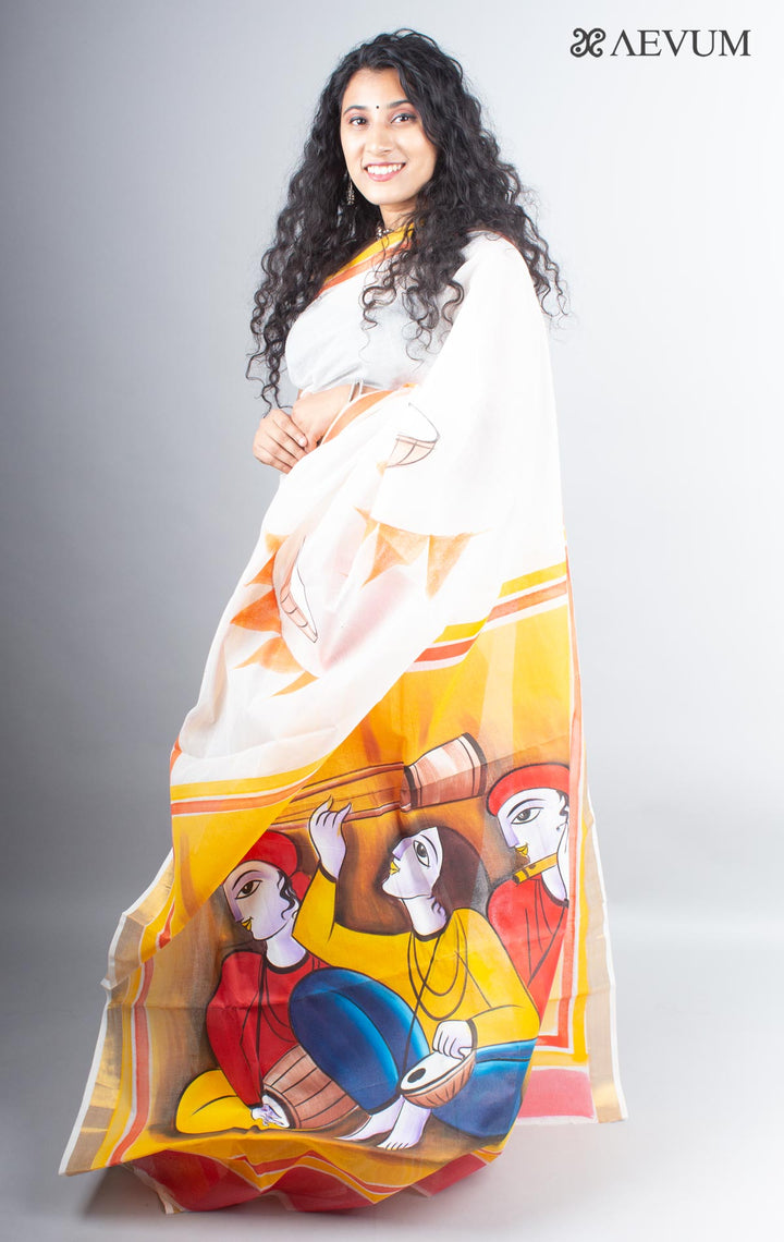 Kerala Cotton Hand Painted Saree with Blouse Piece - 3821 Saree Riya's Collection   