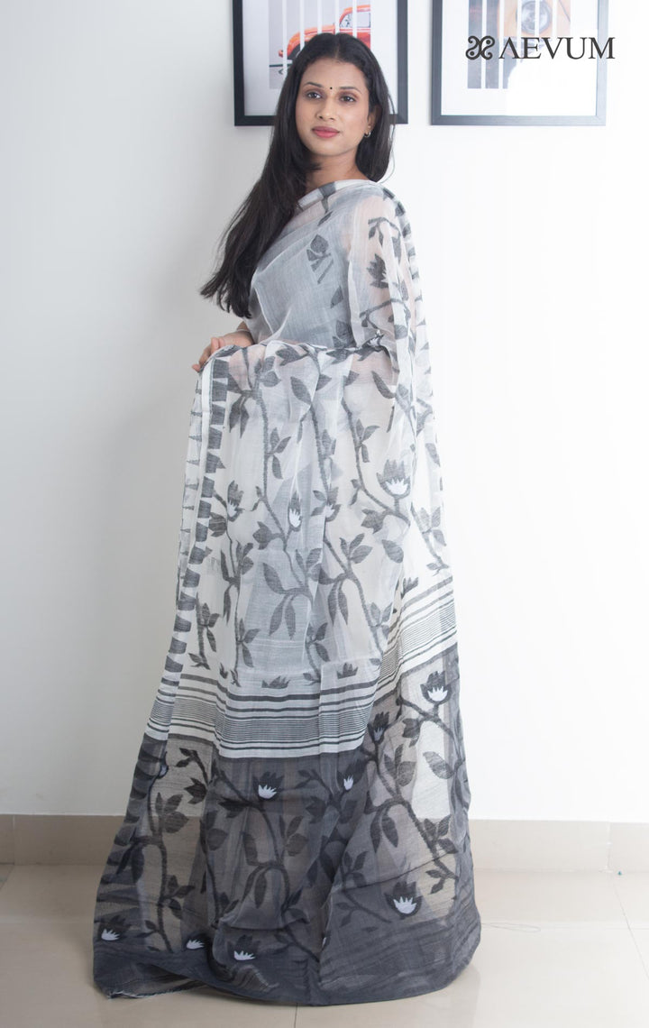 Dhakai Jamdani with Gap Work without Blouse Piece - 1896 - AEVUM