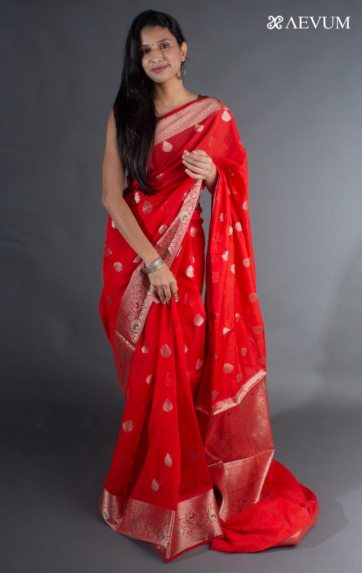 Semi Georgette Soft Banarasi Silk Saree - 8068 - AEVUM