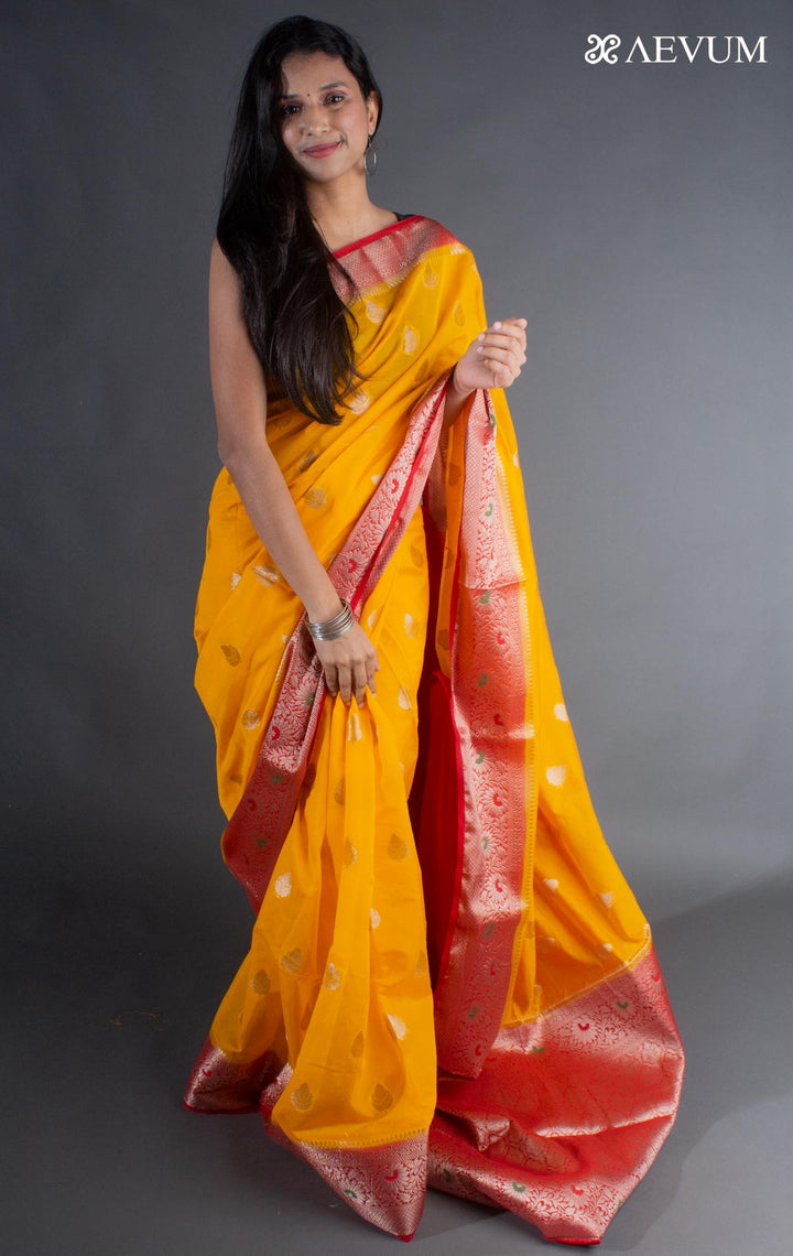 Semi Georgette Minakari Soft Banarasi Silk Saree - 8064 - AEVUM