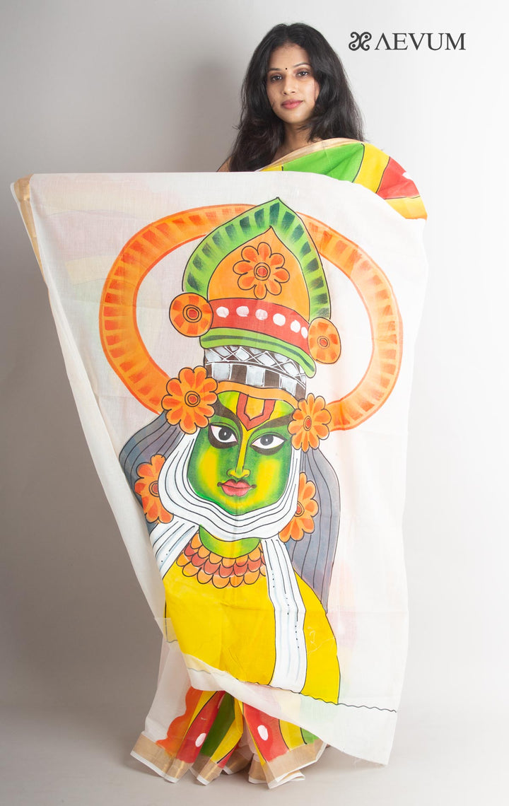 Kerala Cotton Hand Painted Saree with Blouse Piece - 1111 Saree AEVUM
