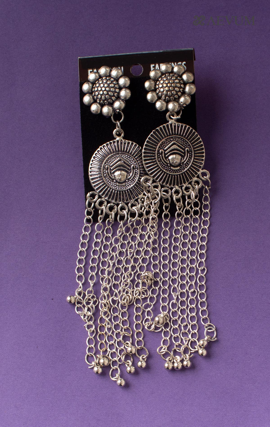 Long Oxidised Chain Earrings - 2646 Jewellery AEVUM