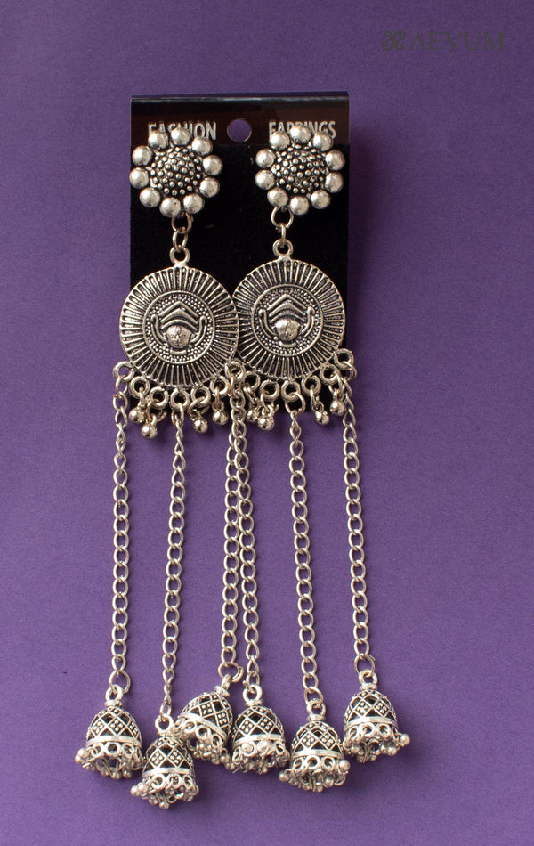 Handmade Long Chain Triple Jhumki - 2652 Jewellery AEVUM