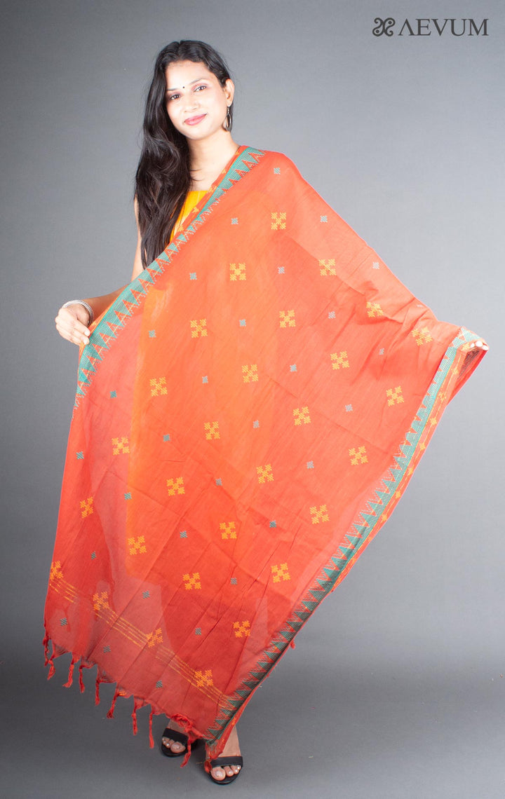 Unstitched Handloom Cotton Ikkat Dress Material with Dupatta - 5762 - AEVUM