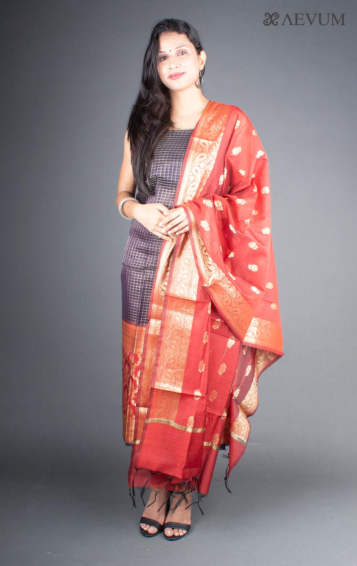Unstitched Banarasi Silk Kurta Set - 5744 - AEVUM