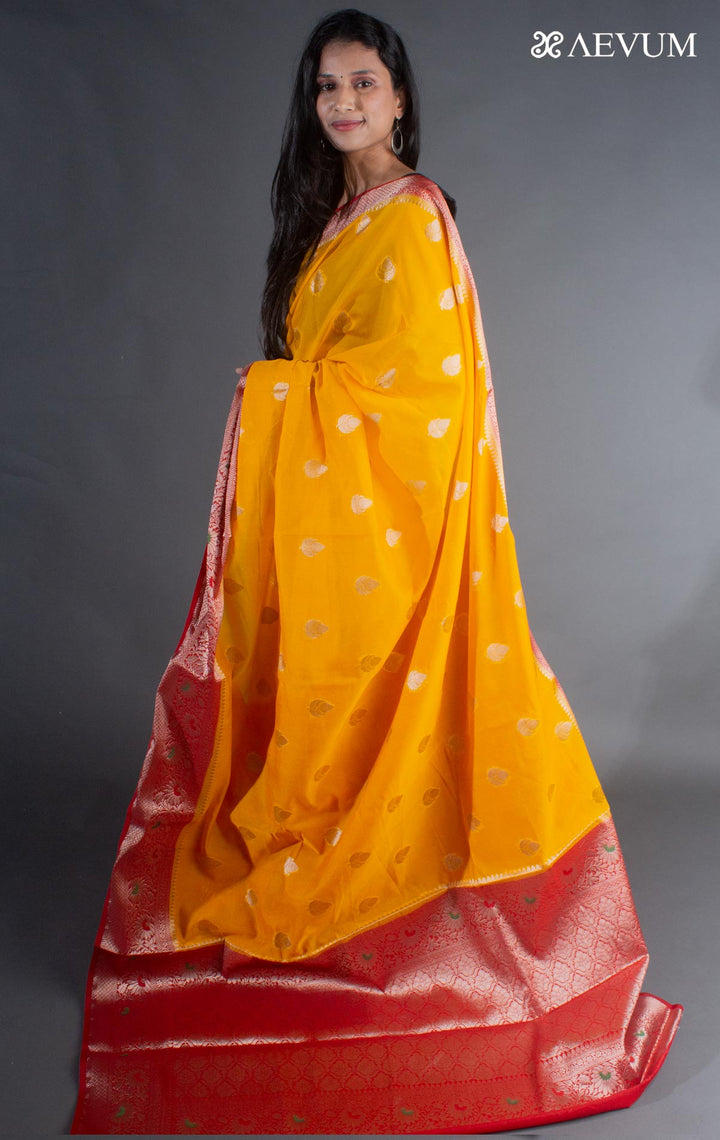 Semi Georgette Minakari Soft Banarasi Silk Saree - 8064 - AEVUM