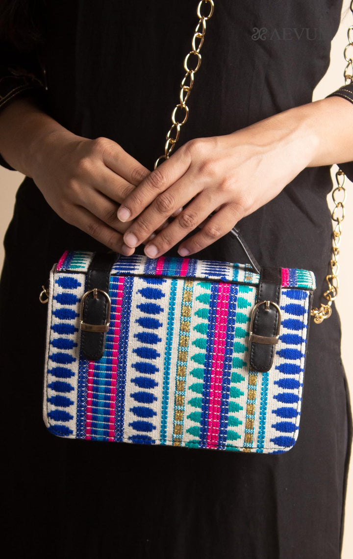 Woven Fabric Box Sling Bag - 3052 - AEVUM