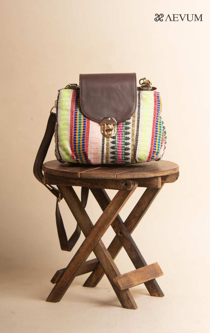 Woven Fabric Buckle Sling Bag - 3097 - AEVUM