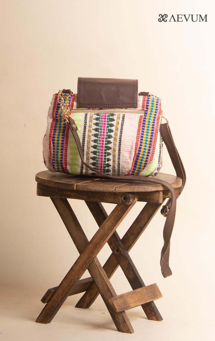 Woven Fabric Buckle Sling Bag - 3097 - AEVUM