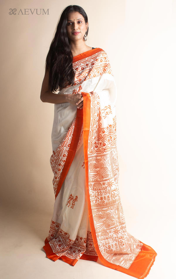 Three Ply Murshidabad Pure Silk Saree with Blouse Piece - 3497 Saree Riya's Collection   