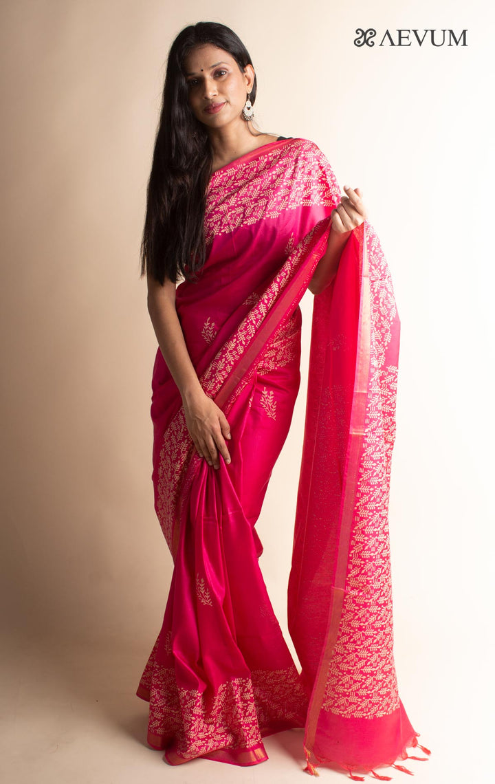 Katan Madhubani Silk Saree with Blouse Piece - 3491 - AEVUM