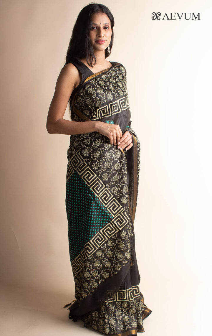 Katan Madhubani Silk Saree with Blouse Piece - 3492 - AEVUM