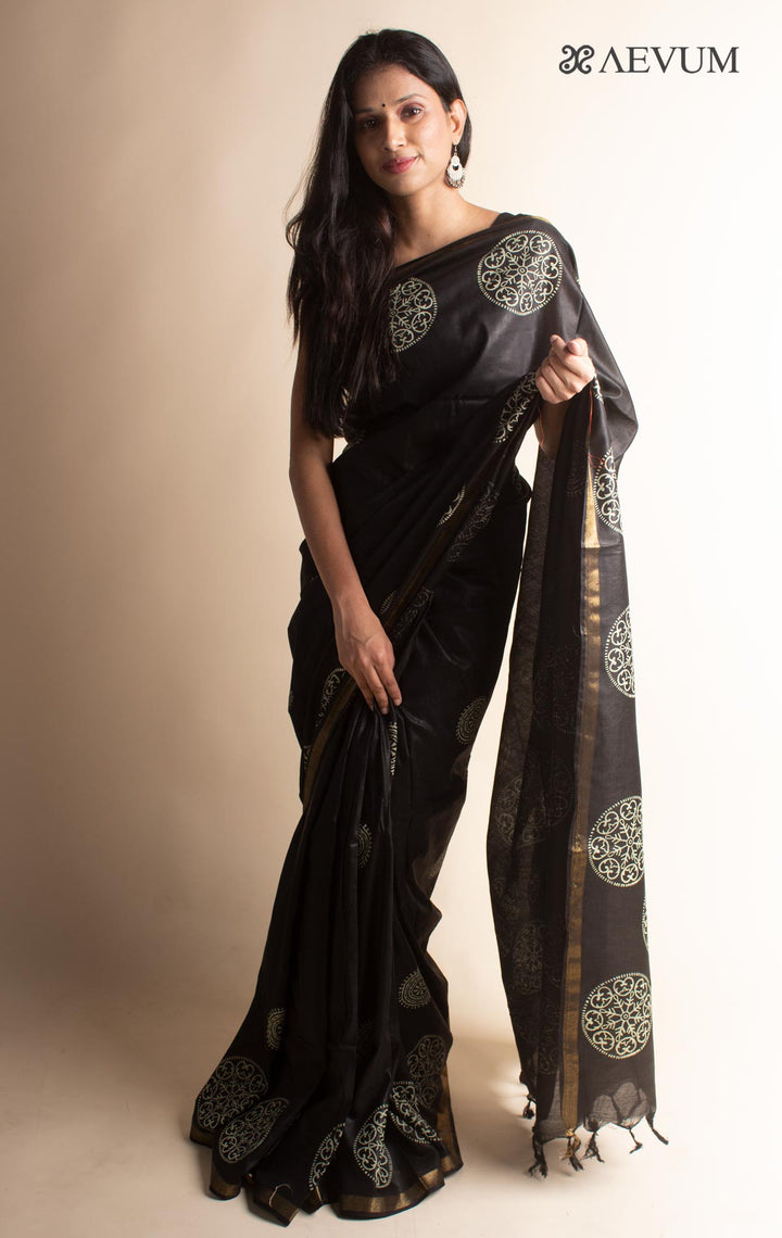 Katan Madhubani Silk Saree with Blouse Piece - 3494 - AEVUM