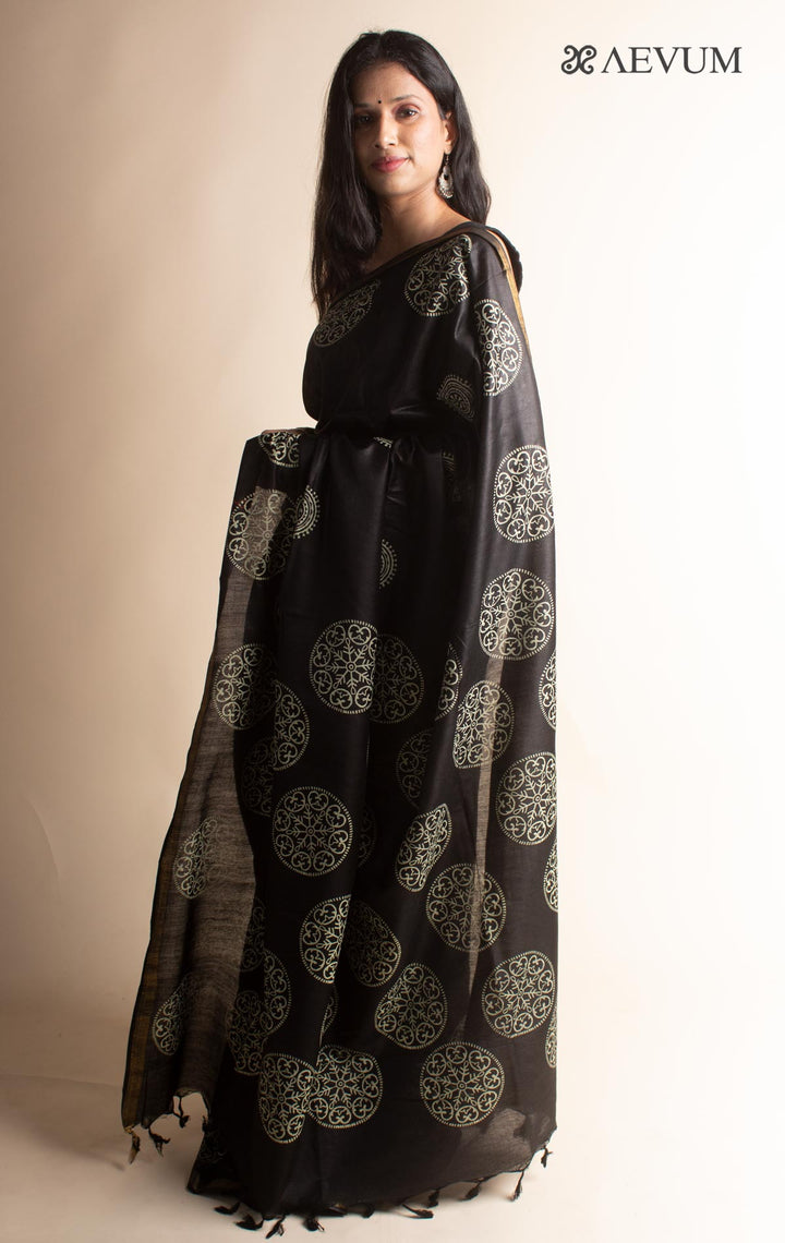 Katan Madhubani Silk Saree with Blouse Piece - 3494 - AEVUM