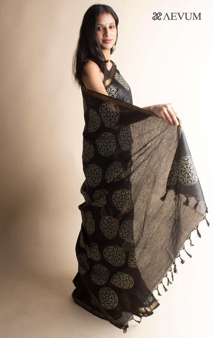Katan Madhubani Silk Saree with Blouse Piece - 3494 - AEVUM