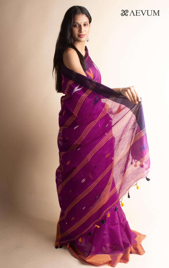 Tant Cotton Silk Bengal Handloom Saree - 3499 - AEVUM