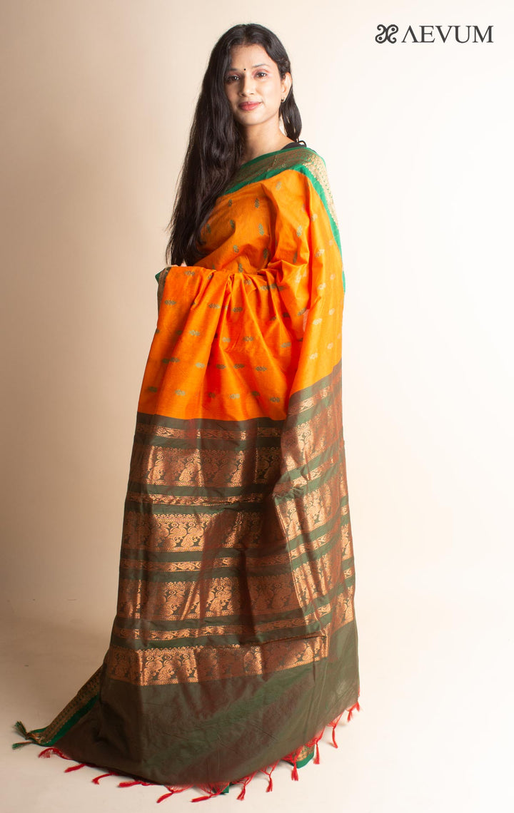 Kalyani South Cotton Silk Handloom Saree with Blouse Piece - 3537 - AEVUM