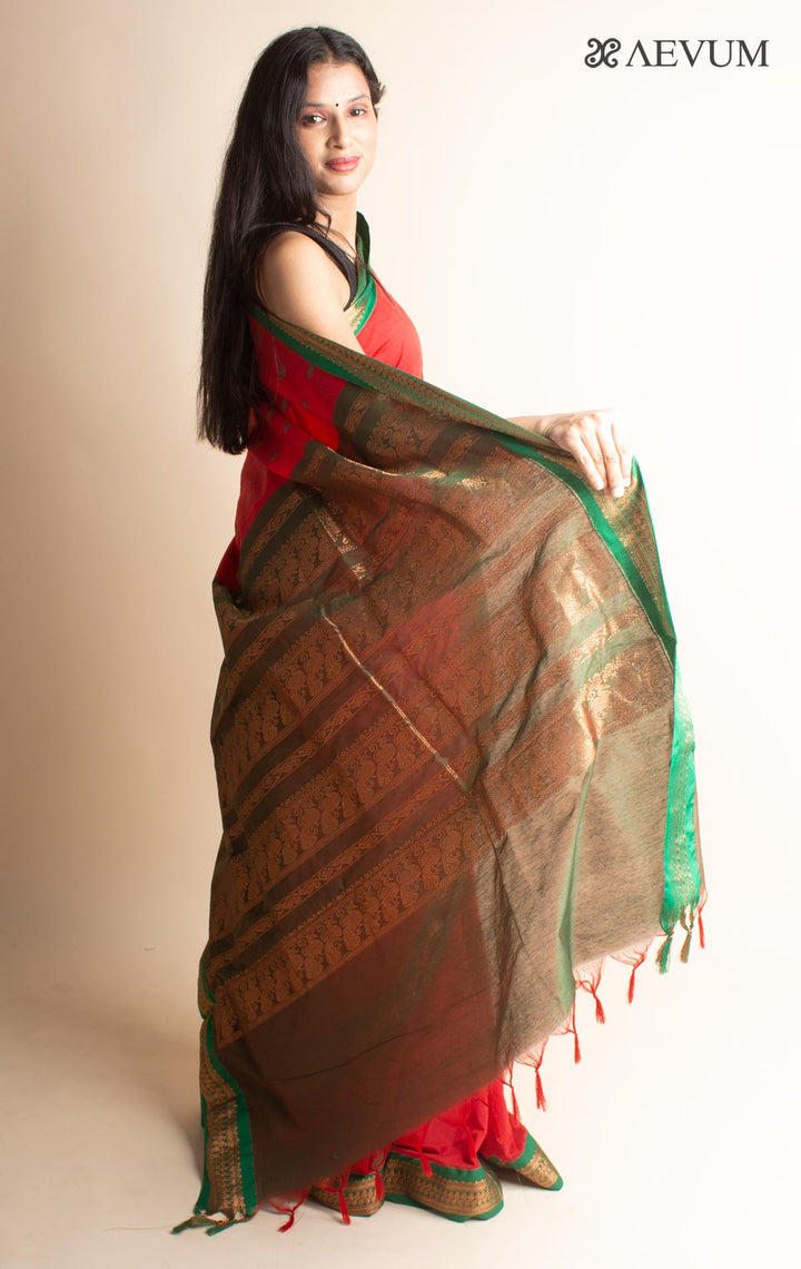 Kalyani South Cotton Silk Handloom Saree with Blouse Piece - 3539 - AEVUM