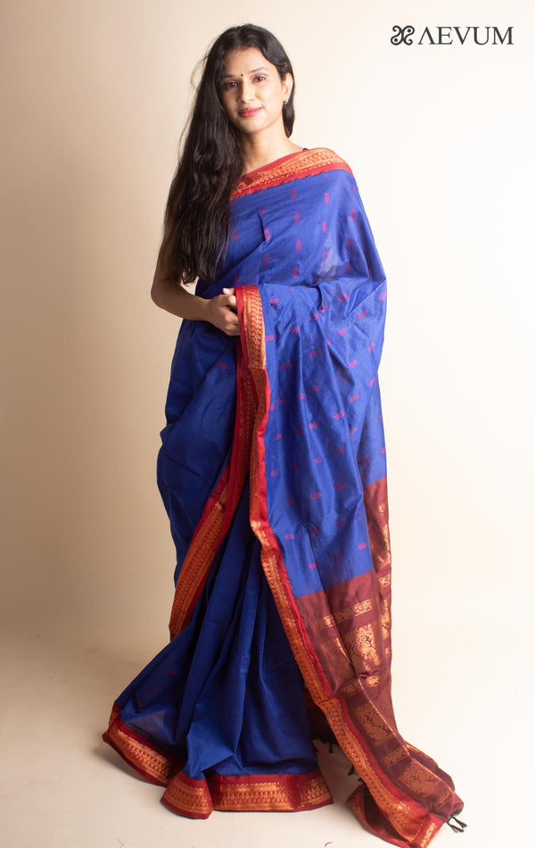Kalyani South Cotton Silk Handloom Saree with Blouse Piece - 3541 - AEVUM