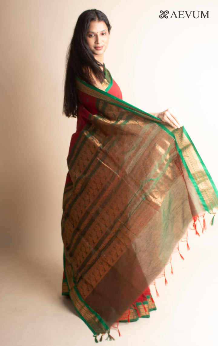 Kalyani South Cotton Silk Handloom Saree with Blouse Piece - 3543 - AEVUM