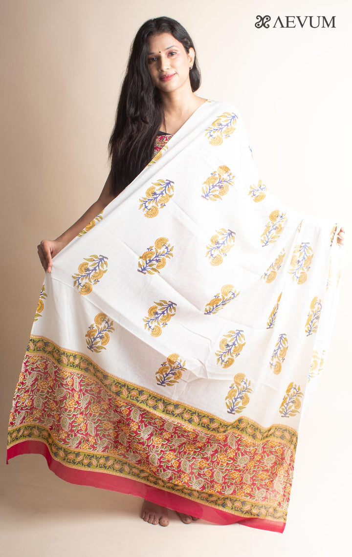 Unstitched Cotton Dress Material with Dupatta - 3590 - AEVUM