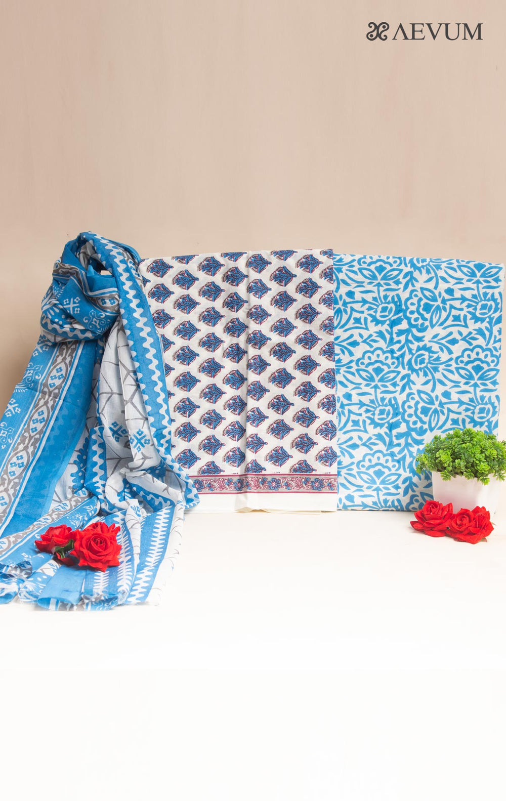 Unstitched Cotton Dress Material with Dupatta