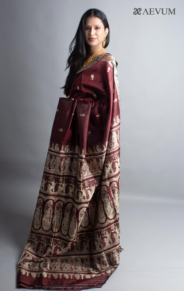 Pure Baluchari Silk Saree with Silk Mark - 3738 - AEVUM